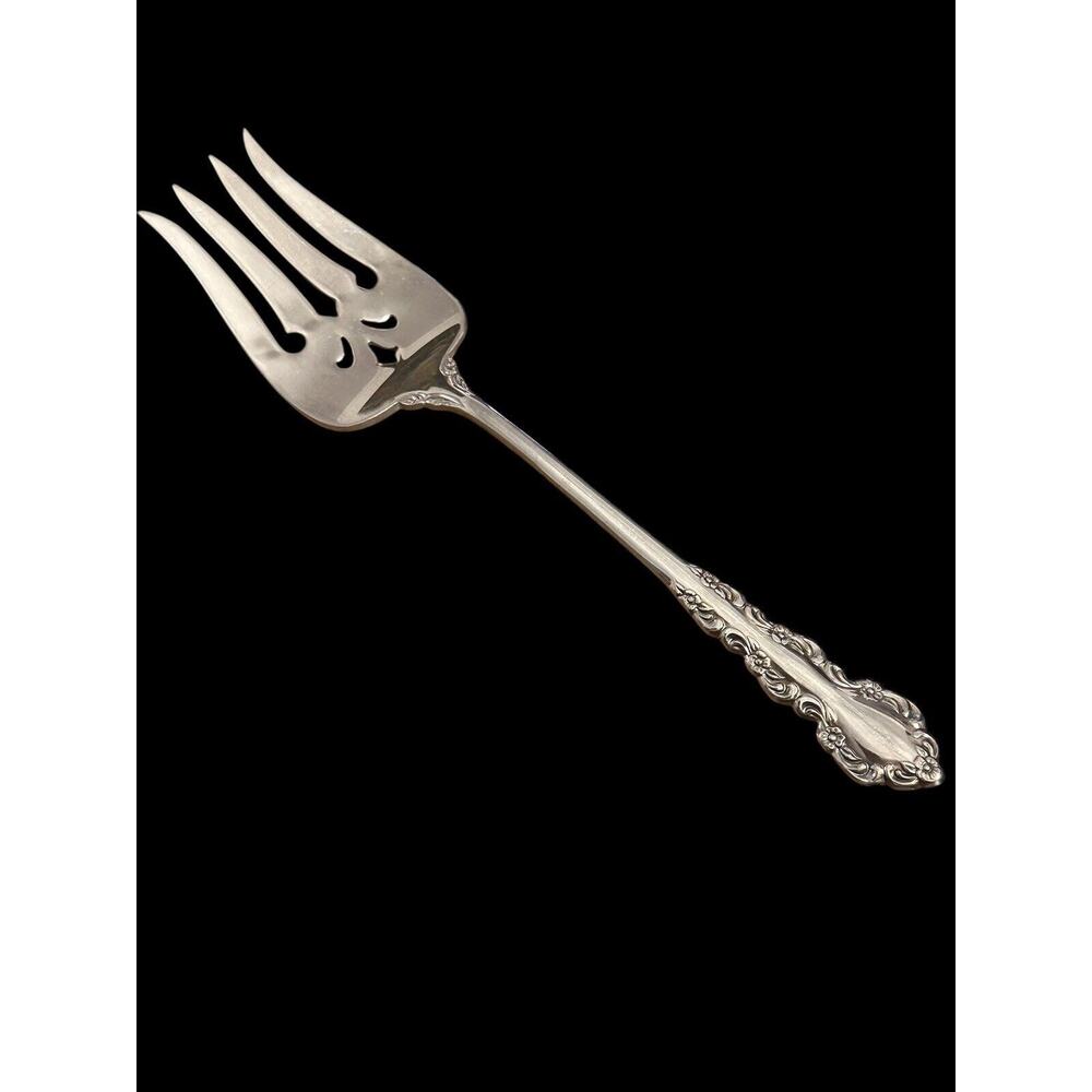 Oneida SHELLEY Stainless Heirloom Cube Mark Glossy Cold Meat Serving Fork 8 1/2"